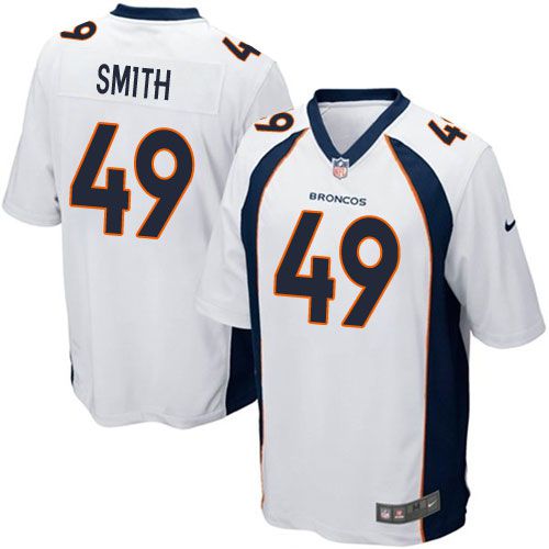 Men Denver Broncos 49 Dennis Smith Nike White Game Retired Player NFL Jersey